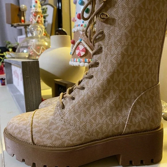 Michael Kors Shoes Michael Kors Beige Laceup Boots Poshmark
